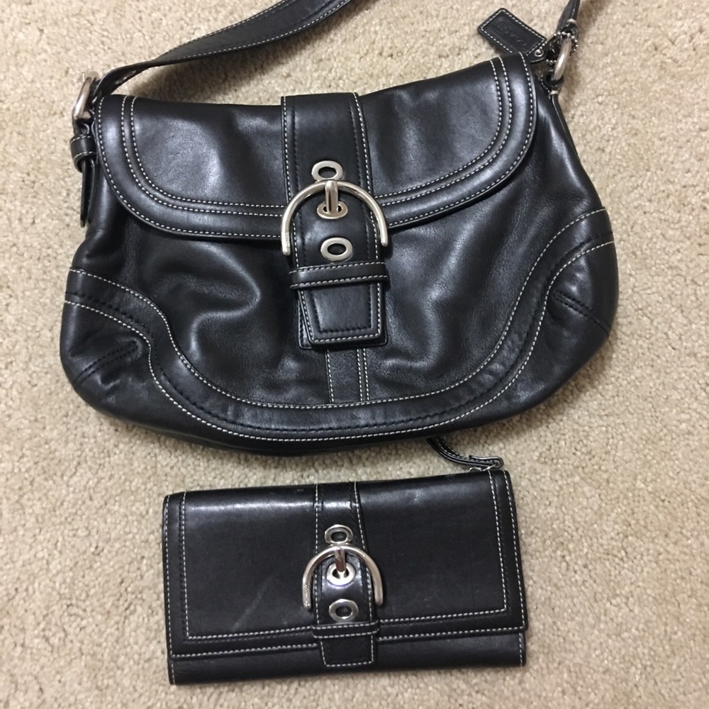 Coach Black Shoulder Bag and Wallet Set